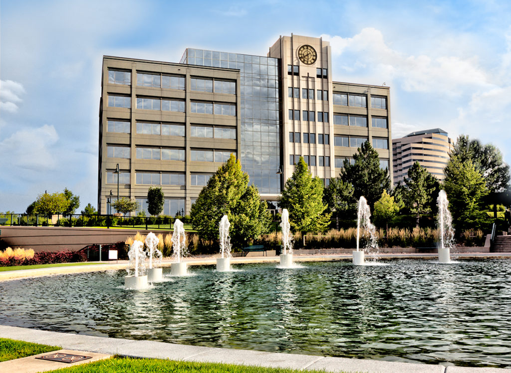 Crescent VI Greenwood Village office exterior iconic clock tower
