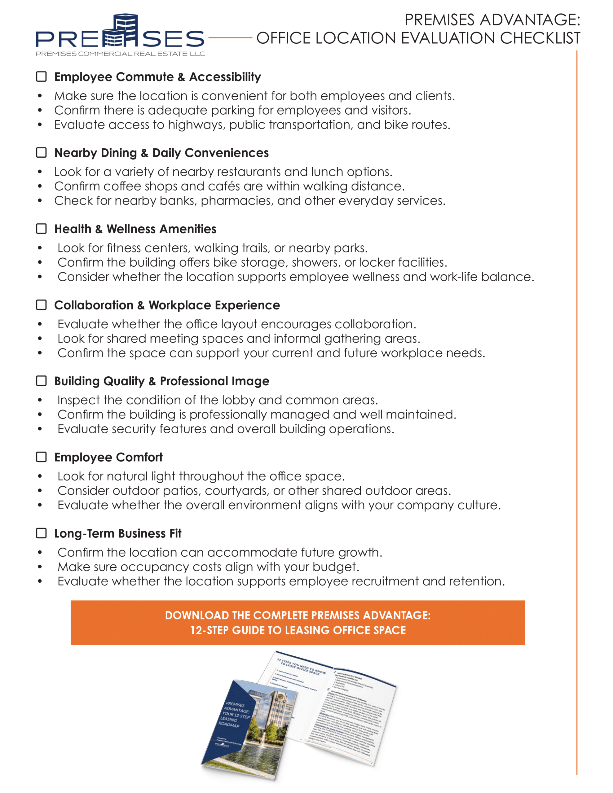 Office Location Evaluation Checklist